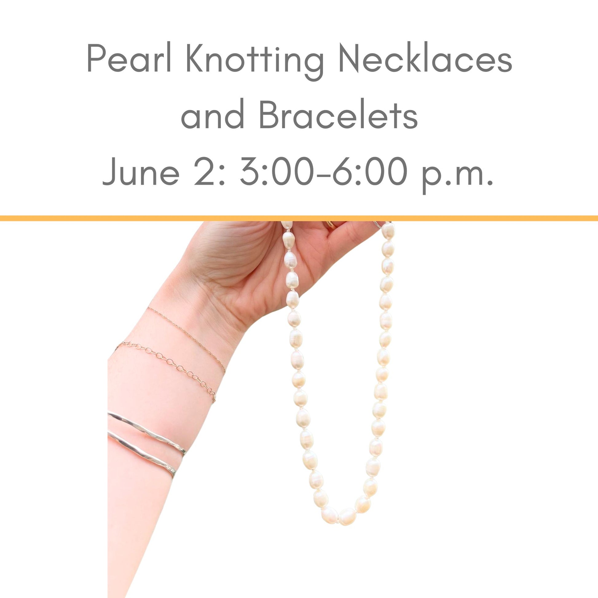 Pearl knotting necklaces June 2 at Silver Peak Studio