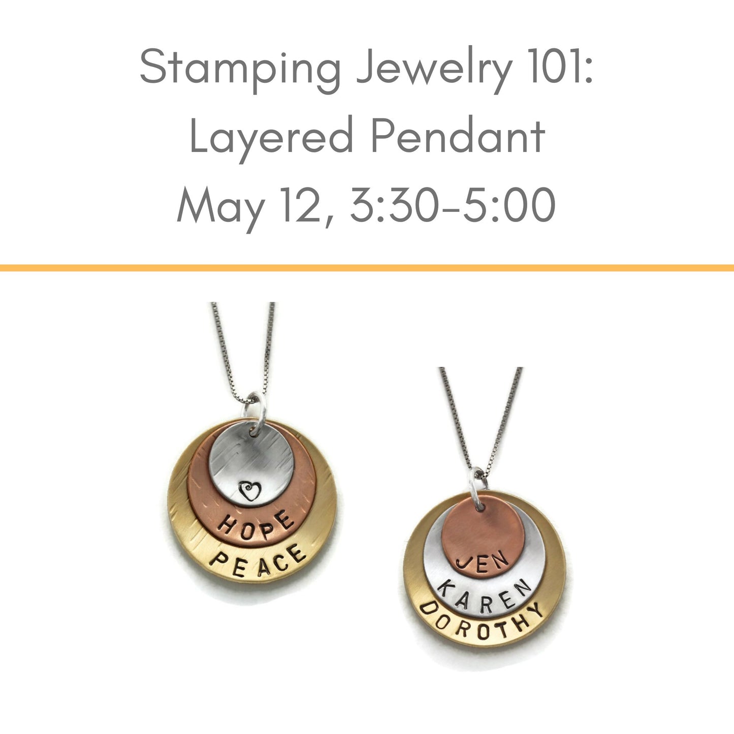 Stamping 101 Layered pendant class May 12