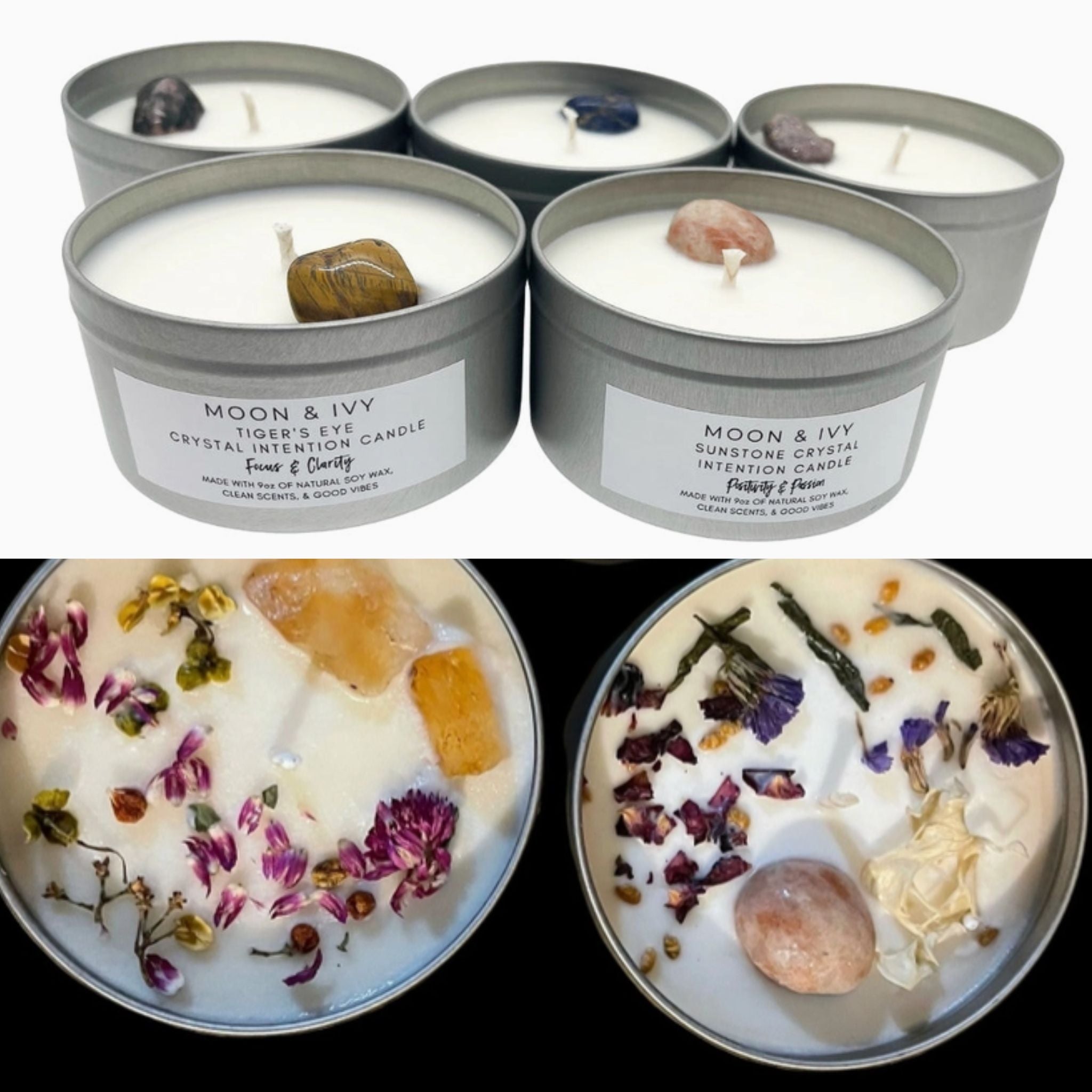 Crystal Soy Candles, Handmade in Denver