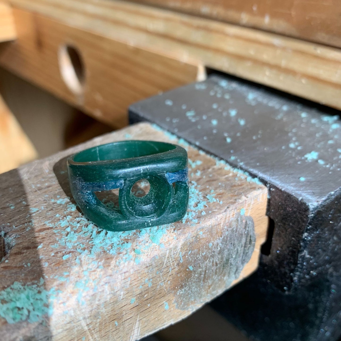 Wax carved ring ready to be cast