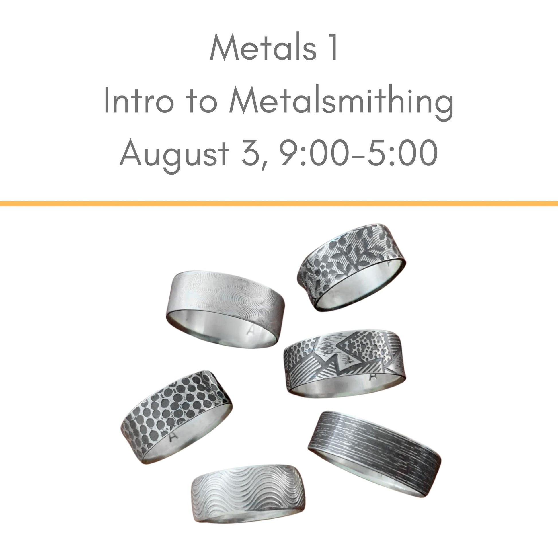 Intro to Metalsmithing Jewelry Class August 3
