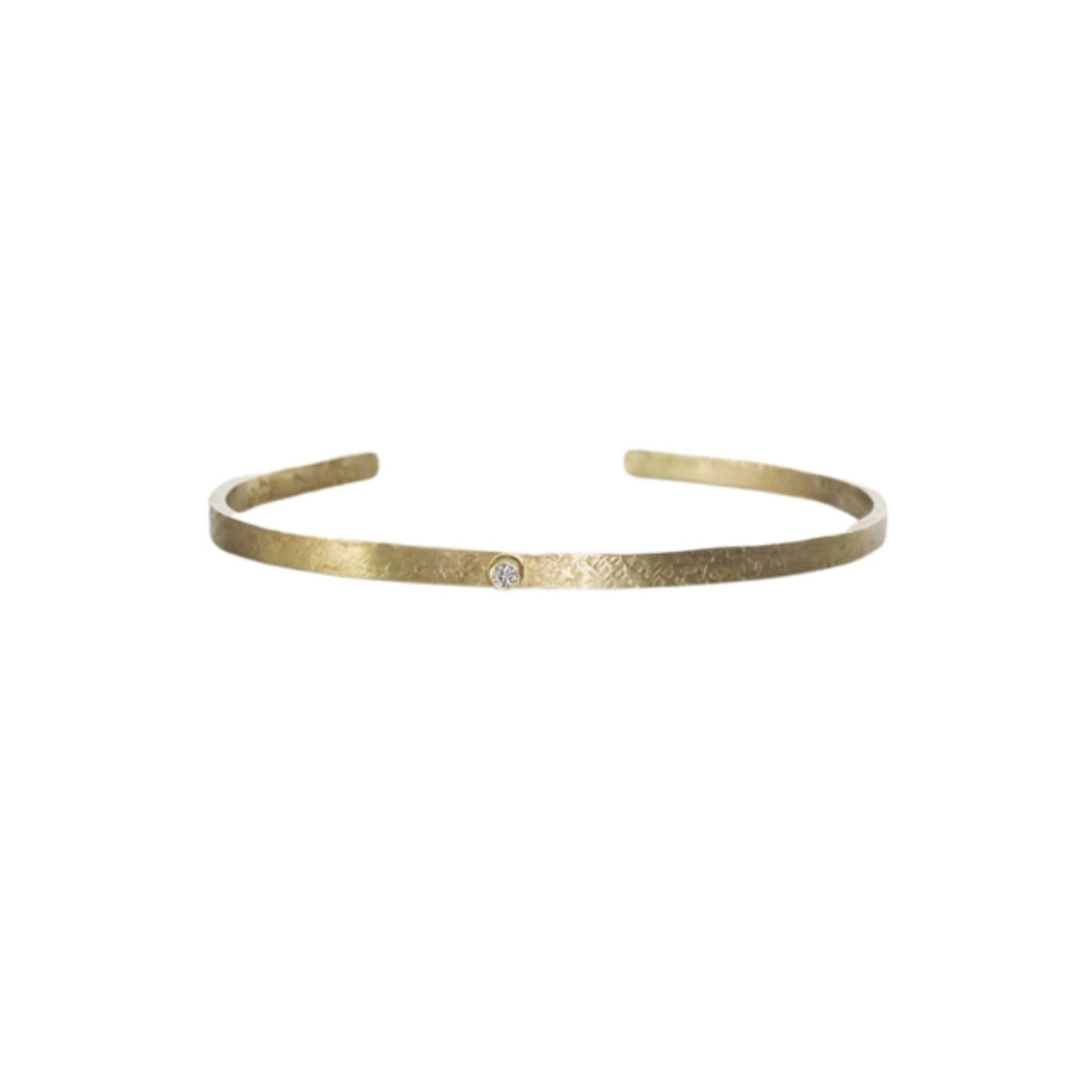 14K gold and diamond skinny cuff bracelet