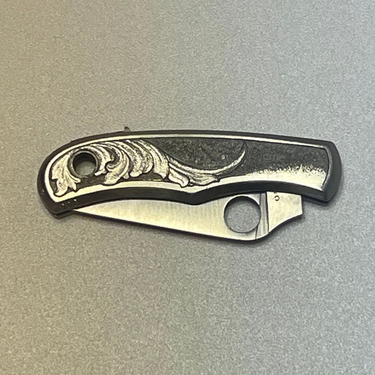 Hand-engraved Spyderco Pocket Knife - Bug