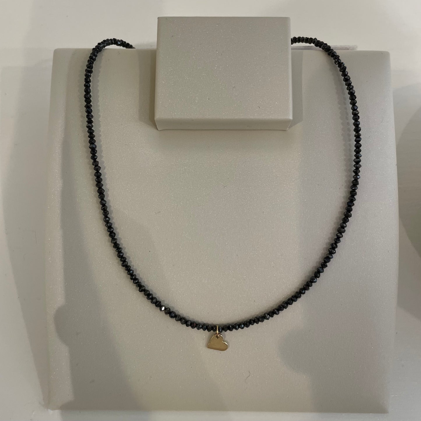 Saintly Black Diamond with Heart Charm Necklace
