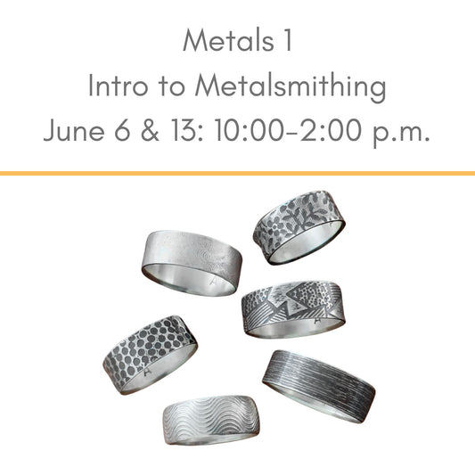 Intro to metalsmithing jewelry class June weekday session