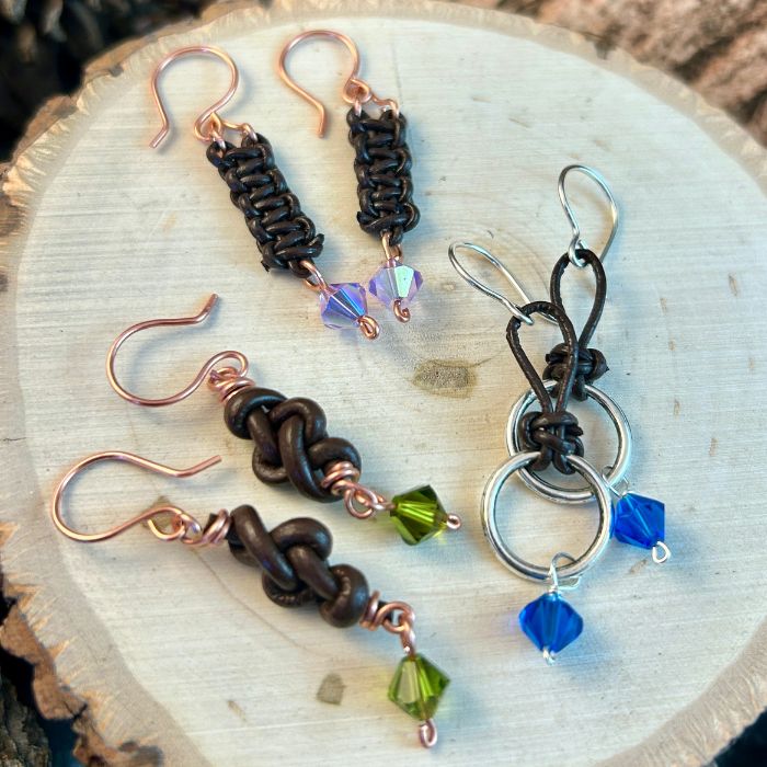 Leather Knotted Earring jewelry class in Lafayette, CO.