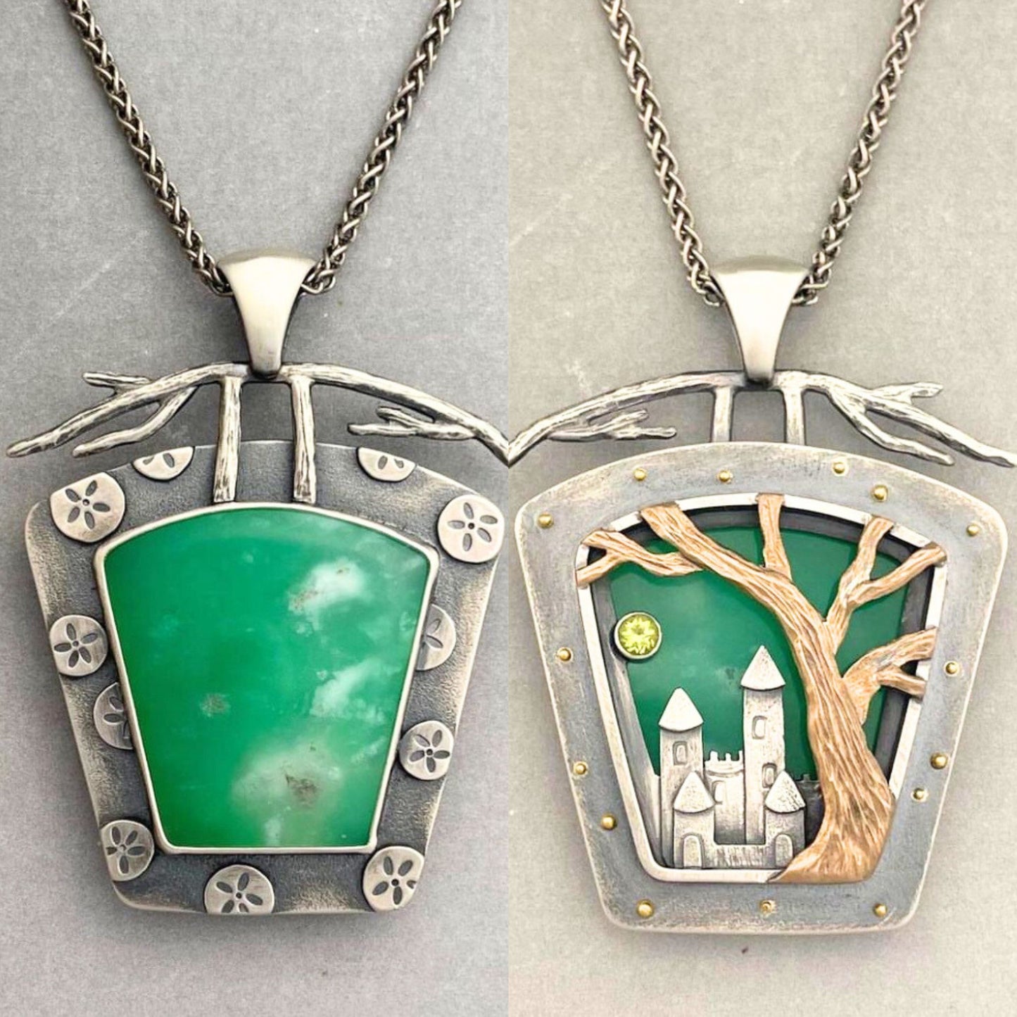 Reversible pendant Chrysoprase