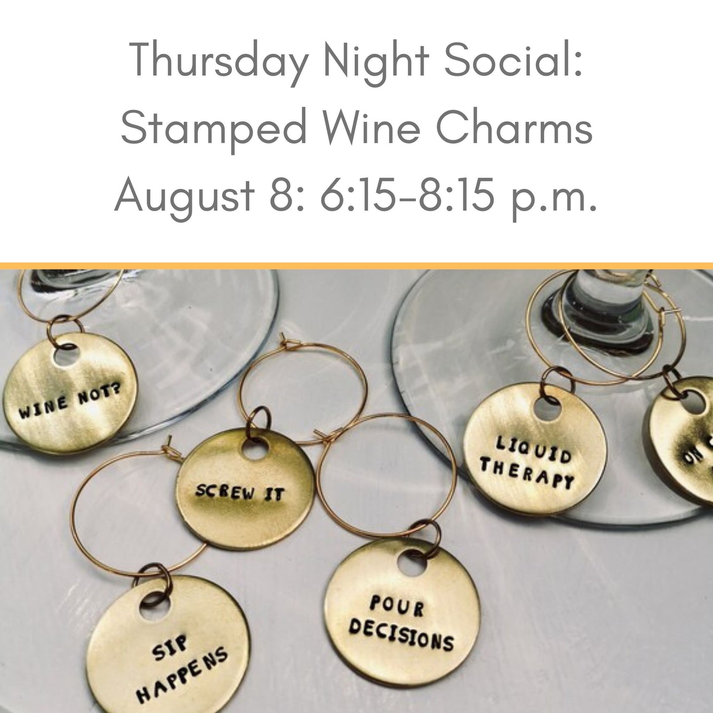 Stamped wine charms August 8 at Silver Peak Studio and Gallery