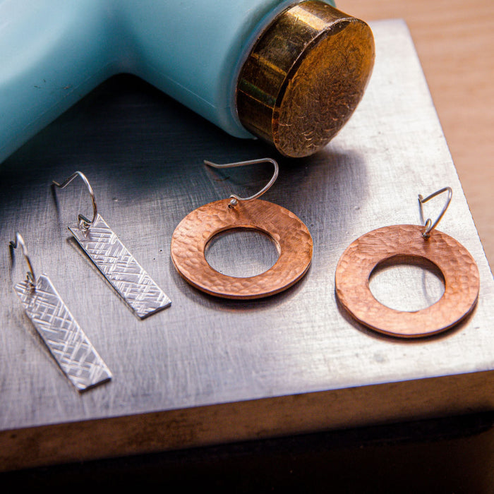 Textured earrings jewelry workshop in Lafayette, CO