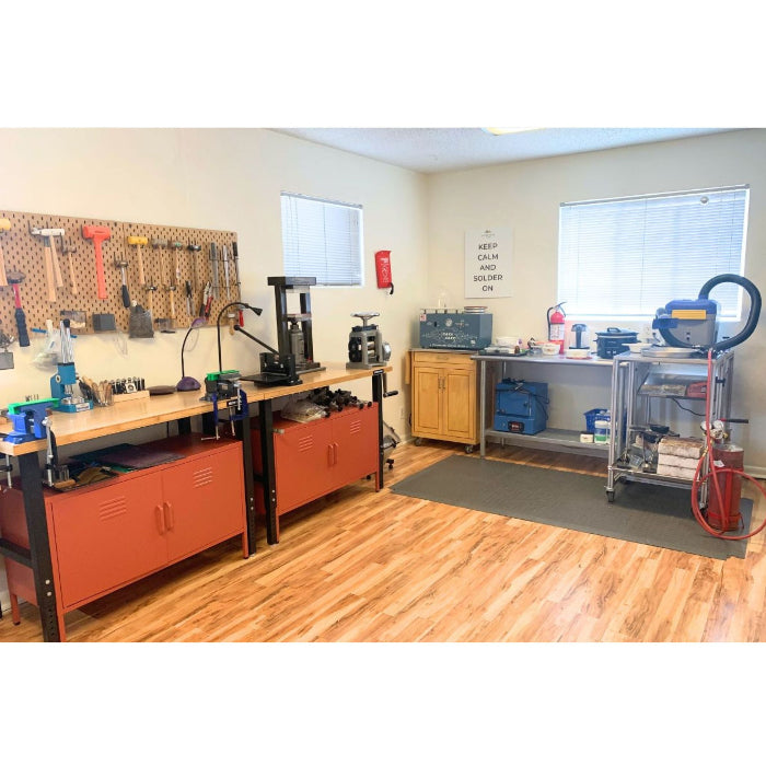 Tool room and soldering station at Silver Peak Studio