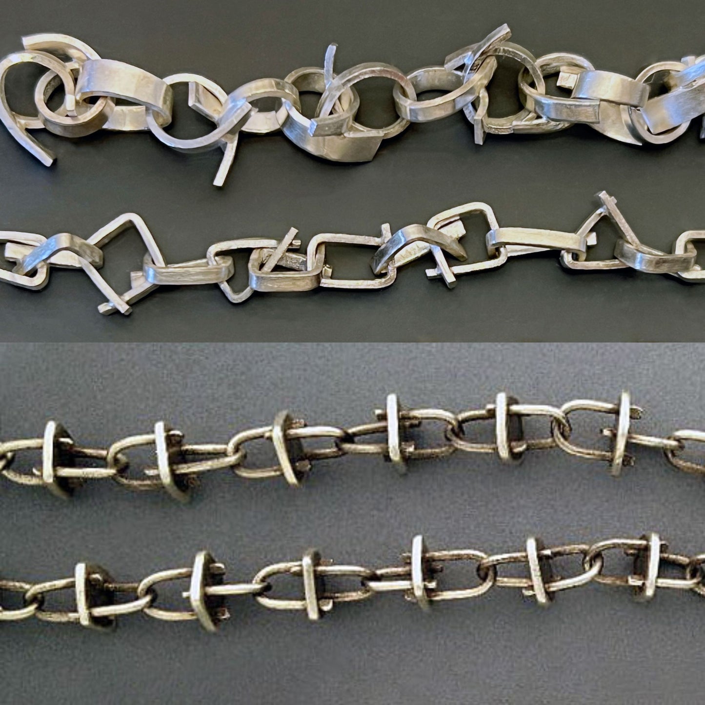 Once-of-a-kind silver modern chains by Suzanne Williams