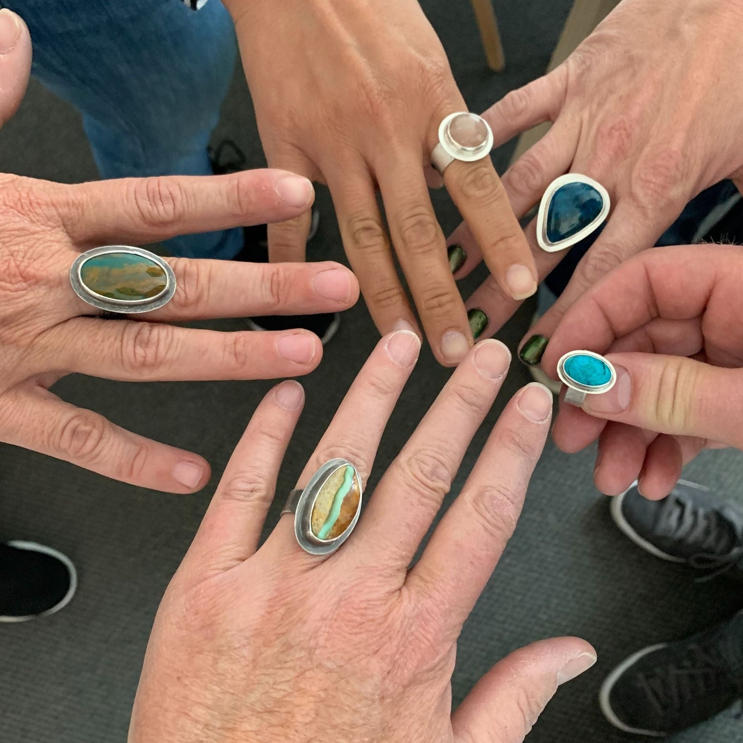 Students' rings at Silver Peak Studio Metals 1 and 2